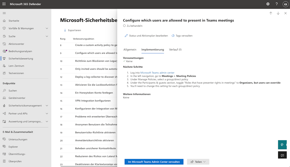 Bild 2: Microsoft liefert direkt detaillierte Anleitungen, um gefundene Schwachstellen zu beseitigen.