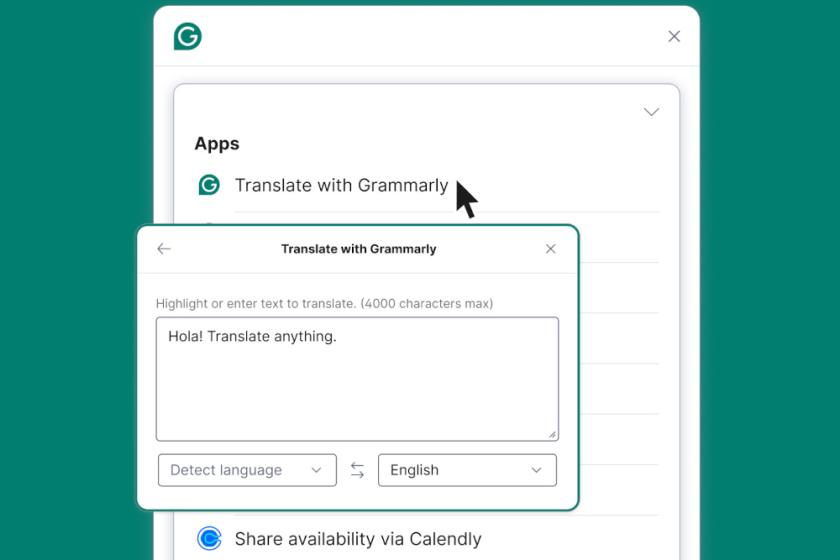 Grammarly bietet mit der Translate-App Action eine Übersetzung in 19 Sprachen.