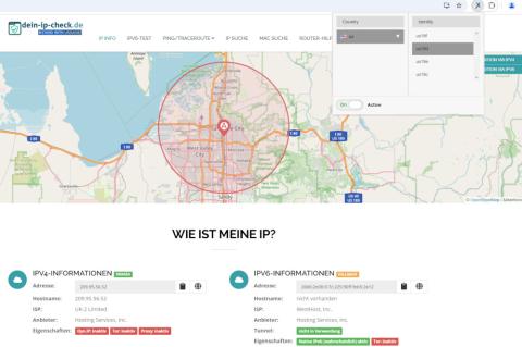 Mit anonymoX ändern Sie per Mausklick im Browser Ihre IP-Adresse und Standort – hier von München nach Salt Lake City.