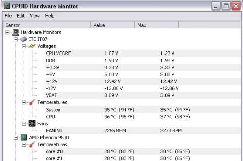 Mit dem HWMonitor haben Sie die Werte Ihres Rechners im Blick.